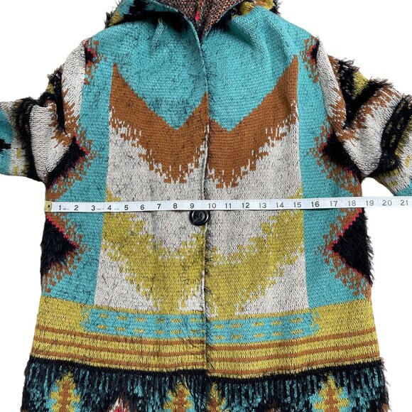 MAXSPORT SWEATER CARDIGAN AZTEC TRIBAL COLORFUL COZY SIZE S HOODED FALL AUTUMN - Picture 8 of 9